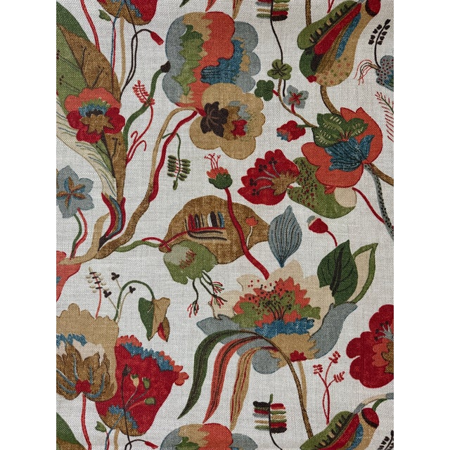 Traditional G P & J Baker r1380.5.0 California Red/Cream Linen Linen Fabric 5 Yards For Sale - Image 3 of 7