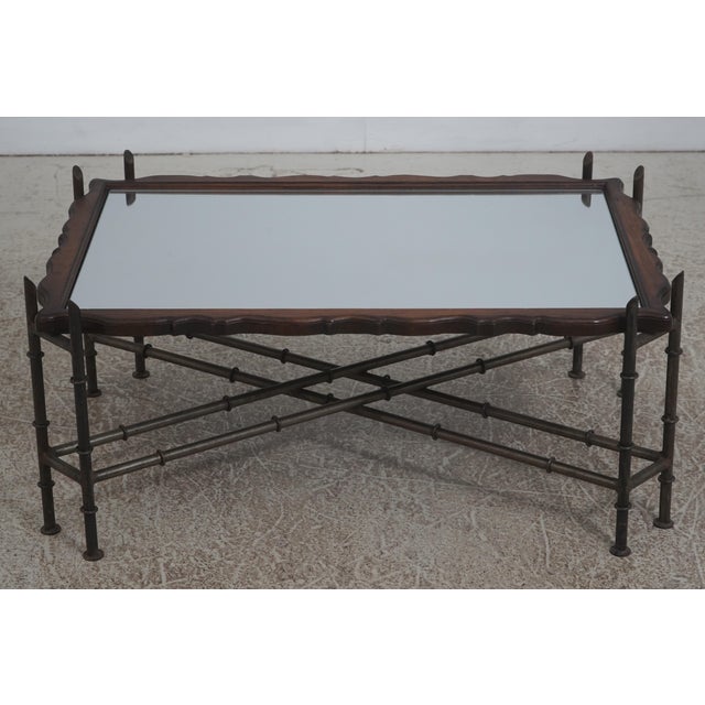 Age: Approx: 30 Years Old Details: High Quality Construction Oak Tray Top w. Mirror Bamboo Form Heavy Iron Base Un-Marked...