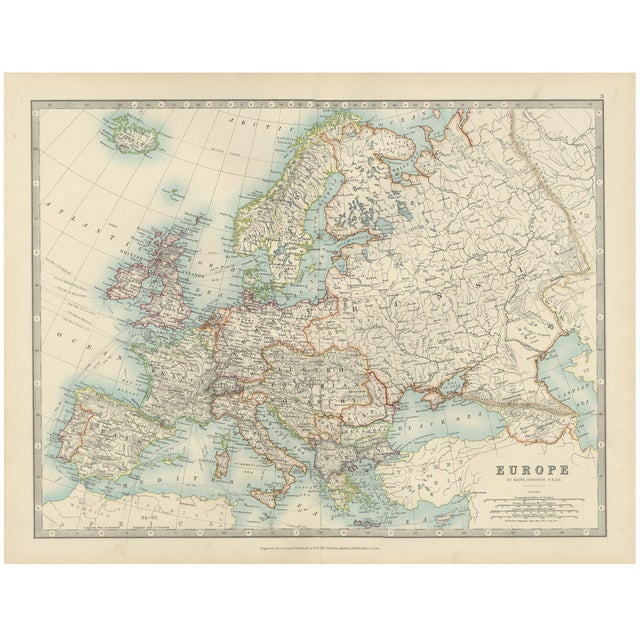 Antique Map of Europe, 1903 For Sale