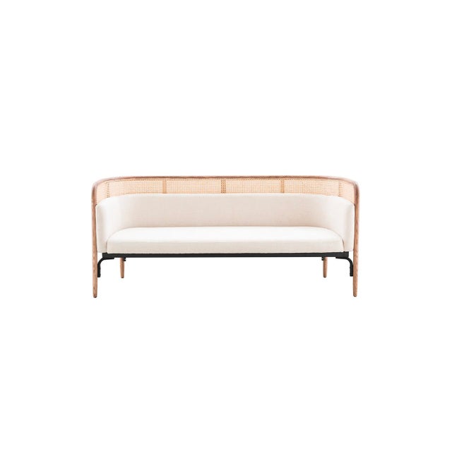 Vesta Leta Linen and Cane Sofa For Sale In Los Angeles - Image 6 of 9