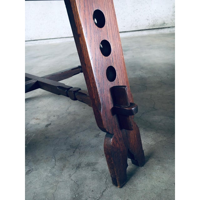 Brutalist Artisan Oak Carved Side Table, 1950s For Sale - Image 15 of 17