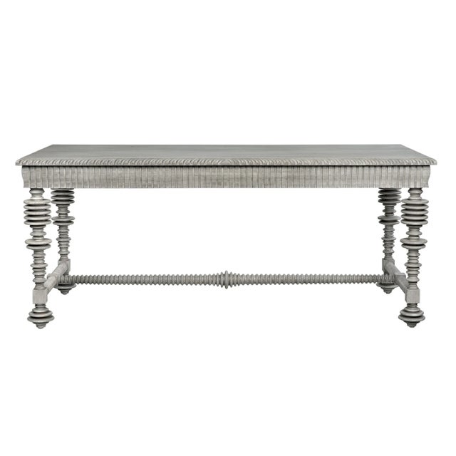 Mid-Century Modern NOIR Portuguese Desk, Distressed Grey For Sale - Image 3 of 10