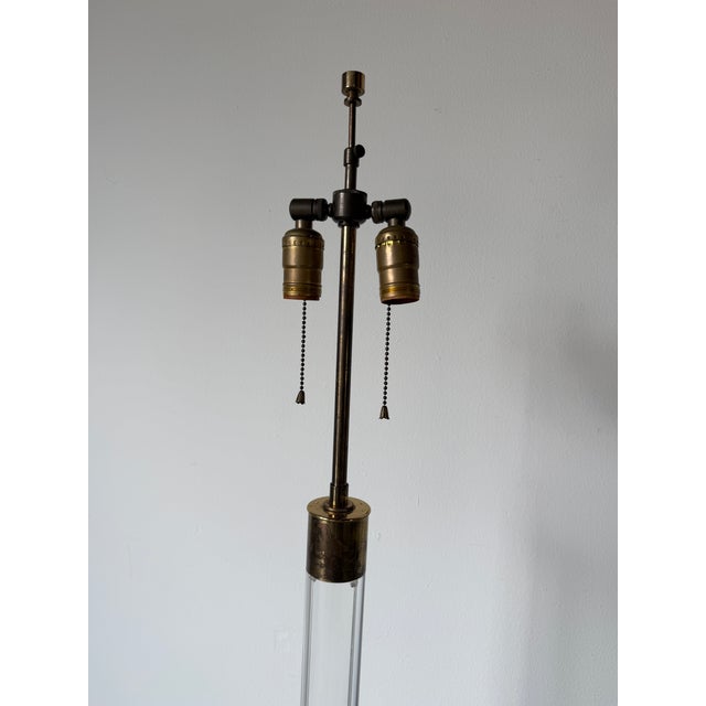 1980s 1980s Italian Vintage Lucite & Brass Floor Lamps – A Pair For Sale - Image 5 of 18