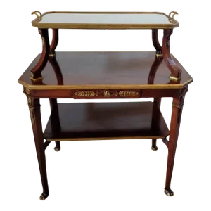 Krieger Signed Antique French Empire Tiered Tea Tray Table