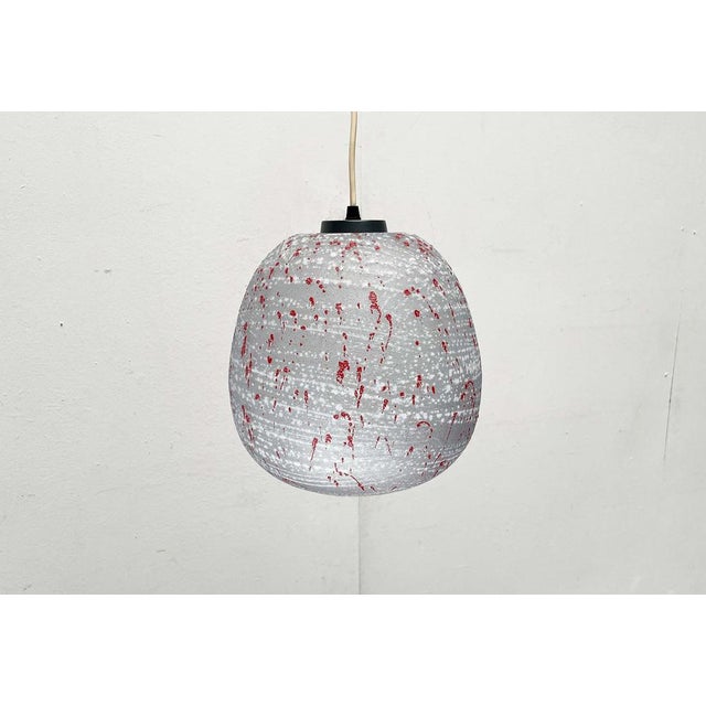 Mid-Century Modern German Space Age Glass Pendant Lamp with Red Paint Splashes, 1960s For Sale - Image 16 of 18