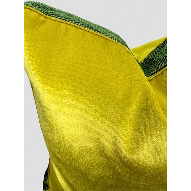 Chartreuse Chartreuse Velvet Box Pillow Pair Cord Green Tape For Sale - Image 8 of 10
