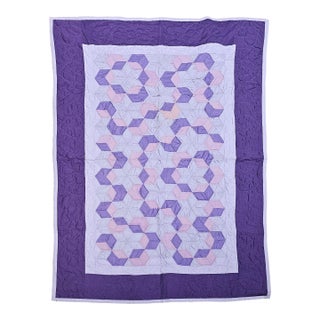 Vintage Pennsylvania Amish “Block and Star” Hand-Stitched Cotton Quilt For Sale