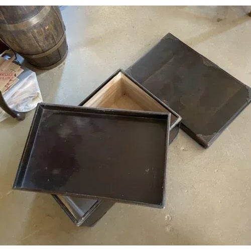 Have One to Sell? Sell Now Antique Japanese Lacquered Kimono Trunk With Tray and Brass/Bronze Hardware For Sale In Minneapolis - Image 6 of 12