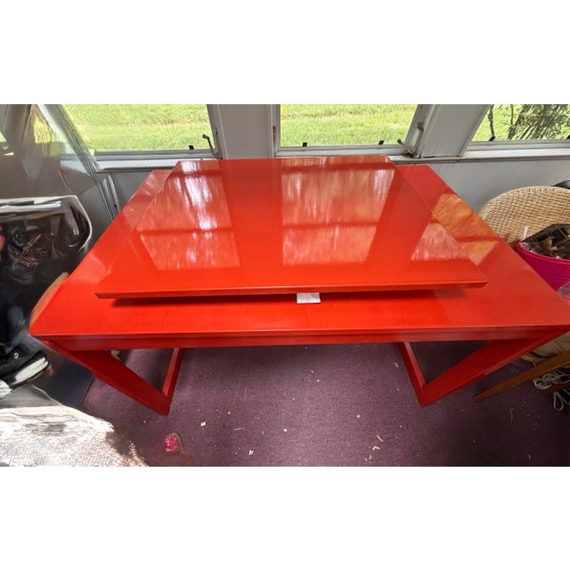 Wood Vintage Dining Table With Extender Leaf Circa 1970s After Baughmann Style For Sale - Image 7 of 18