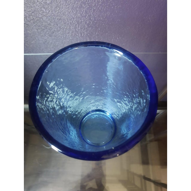 Vintage Cobalt Blue Recycled Glass Tumbler – 1990s Handmade Art Glass | Coastal Barware For Sale In Los Angeles - Image 6 of 6