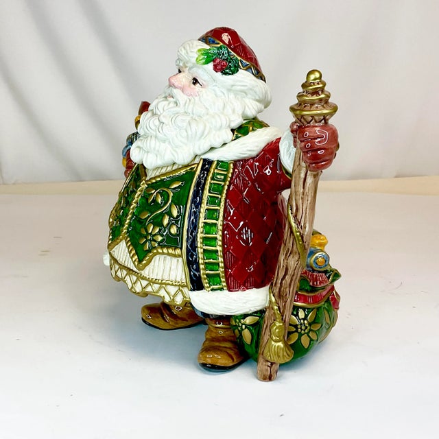1980s 1980s Vintage Majolica Hollywood Regency Fitz & Floyd Christmas Santa Tea Pot For Sale - Image 5 of 9
