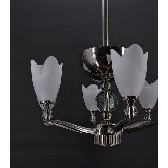 Art Deco Modernist Chrome Chandelier, France, 1930s For Sale - Image 16 of 18