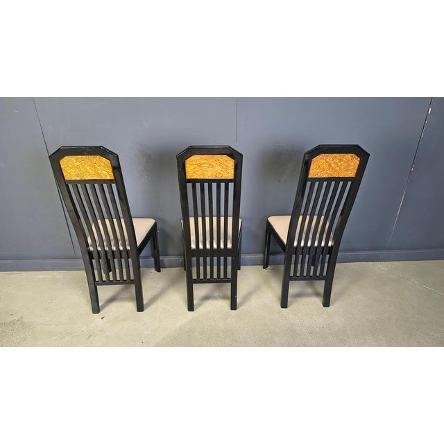 Animal Skin Vintage Burl Wood and Lacquer Dining Chairs, 1980s, Set of 6 For Sale - Image 7 of 14