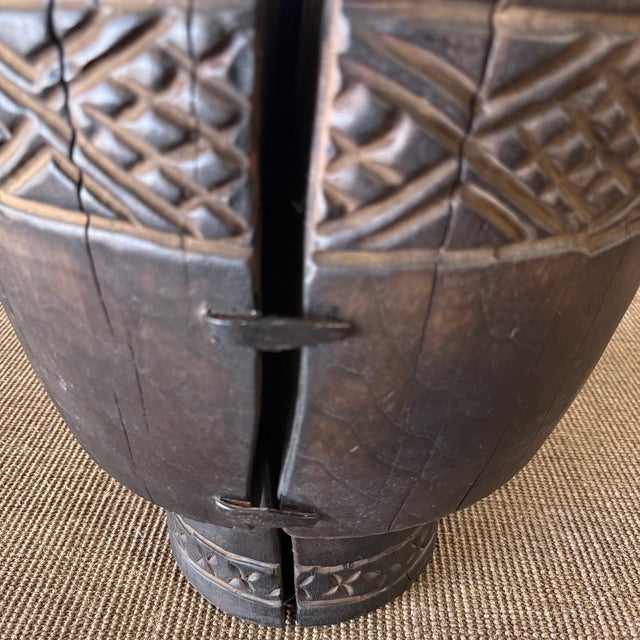 Wood Gio Solid Walnut Carved Side Table 17.5" For Sale - Image 7 of 7