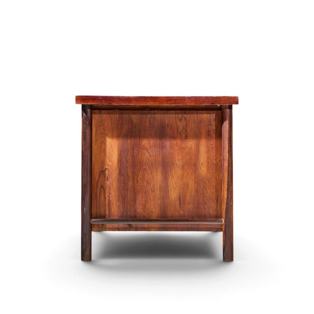 Mid 20th Century Erik Worts Style Mid Century Danish Rosewood and Brass Executive Desk For Sale - Image 5 of 8