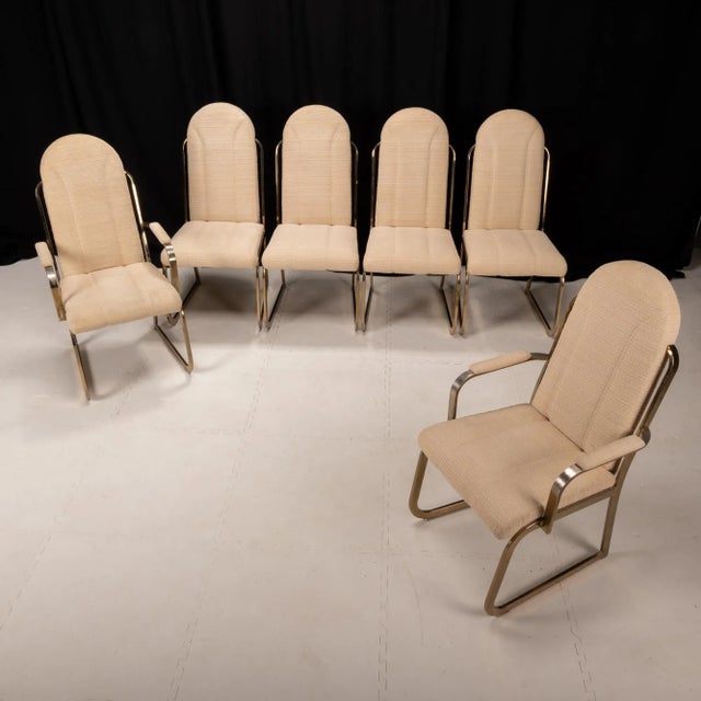 1987 Vintage Chromcraft Brass High Back Dining Chairs - Set of 6 For Sale - Image 12 of 12