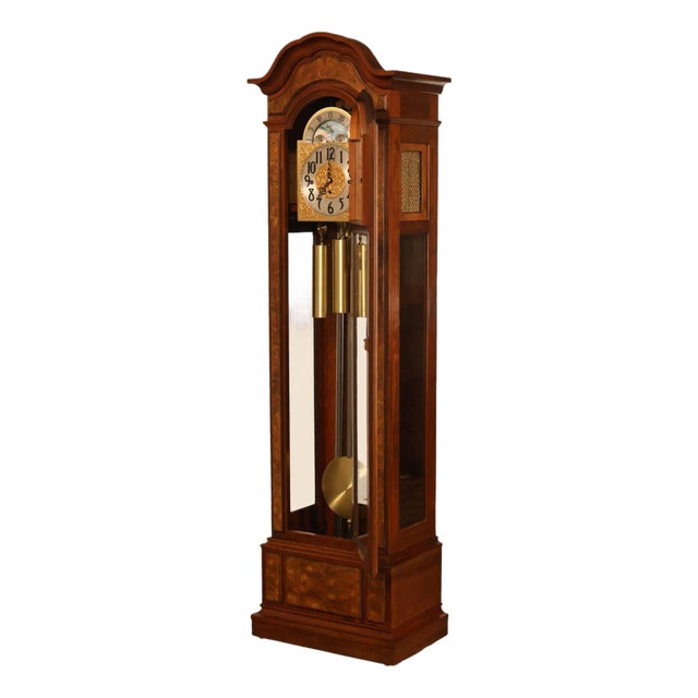 Herschede Burl Wood Five Tube Grandfather Clock For Sale