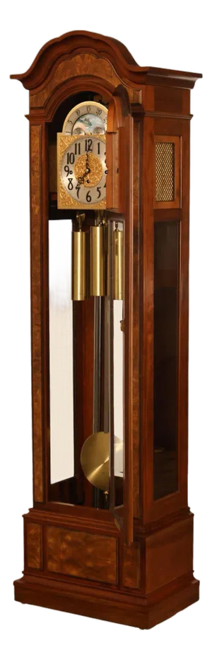 Herschede Burl Wood Five Tube Grandfather Clock
