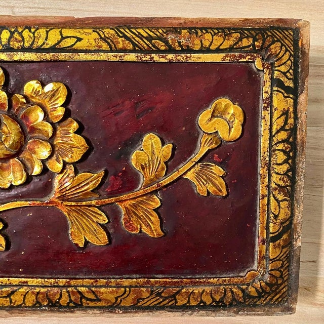 Sculptural Wall Art – Antique Chinese Giltwood Carved Floral Panels, Pair For Sale - Image 10 of 11