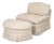 Modern Beige Upholstered Easy Chair and Demilune Ottoman For Sale