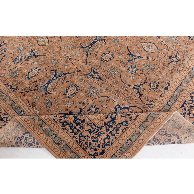 Antique Persian Tabriz Camel Handmade Wool Rug For Sale - Image 4 of 8