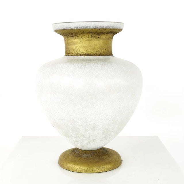 Mid Century Frosted Art Glass With Gold Vase For Sale In Chicago - Image 6 of 11