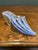 Italian Mid-20th Century Italian Murano Glass Slipper With Blue and White Zanfirico Ribbon Filigree For Sale - Image 3 of 11