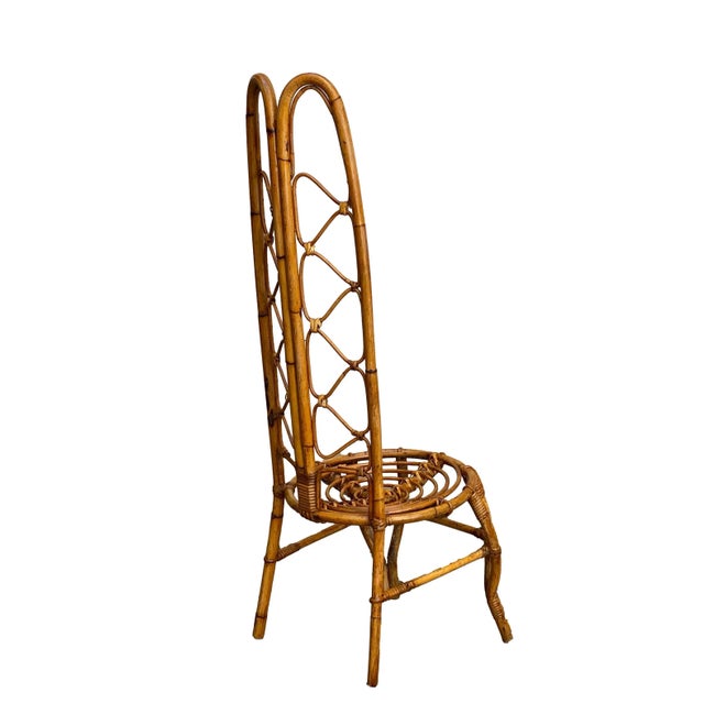 French Riviera Rattan & Bamboo Side Chair, France, 1960s For Sale - Image 3 of 9
