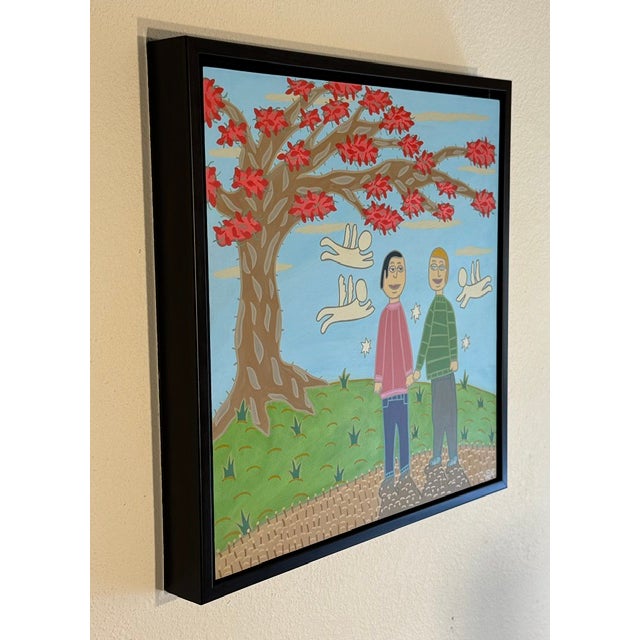 Original Acrylic Folk Art Painting From Renowned Key West Artist/"Under the Poincianas" For Sale - Image 4 of 4
