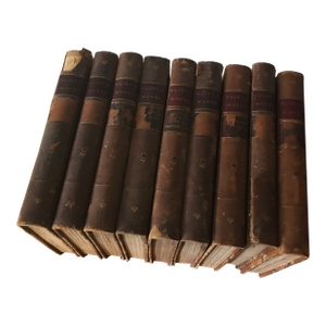 1893 Eliot Leather Books With Engraved Etchings- Set of 9