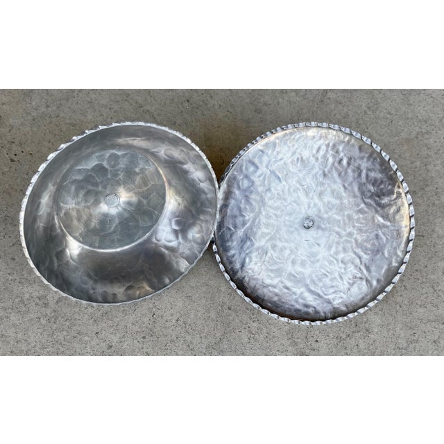 Circa 1930 Whimsical Hand Forged Rose & Ribbon Aluminum Trinket Box For Sale - Image 10 of 18