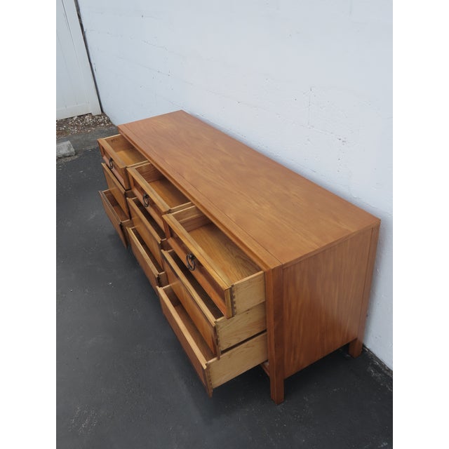 Basic Wiz Mid Century Modern Burlwood Long Low Dresser 6576 For Sale - Image 9 of 17