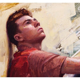 The Wanderer by Matt Talbert | Oil on panel Portrait of a young man looking upwards. For Sale