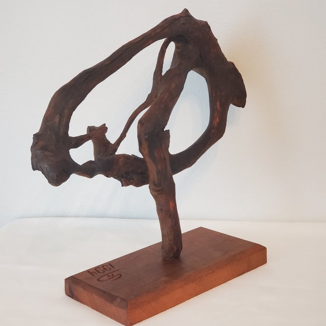 Rustic European 1994 Wood Sculpture "Circle of Life" Signed Nicolae Serban Transylvania 18"w Modernist Expressionist Folk Art For Sale - Image 3 of 12