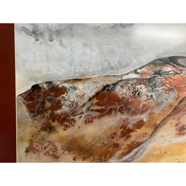 Large Abstract Watercolor Landscape With Copper Pigment by Wubben, 1990 – Framed Modern Art For Sale - Image 12 of 14