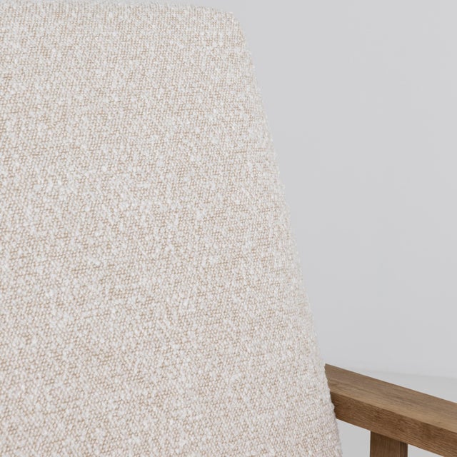 White Mid-Century Reclining Lounge Armchair with Pull-Out Footrest in Bouclé Upholstery For Sale - Image 8 of 18