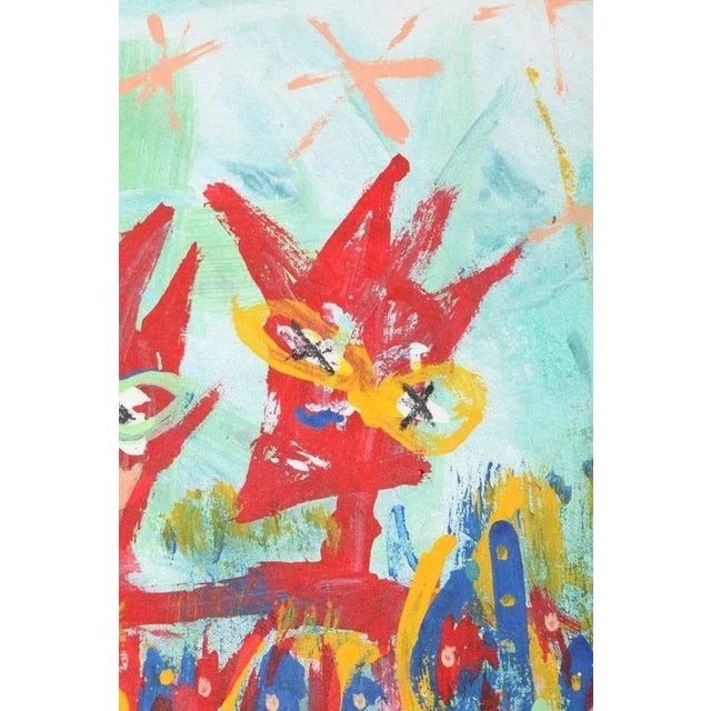 Late 20th Century 1999 “Together at Last” Neo Expressionist Folk Art Painting on Mixed Media by Julie Hermoso For Sale - Image 5 of 8