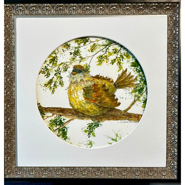 Watercolor Painting Poofy Bird Giclee Print For Sale - Image 6 of 6