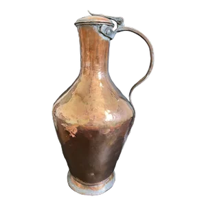 Large Antique 19th Century Persian Tinned Copper Floor Ewer
