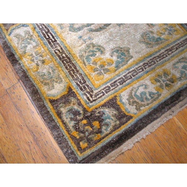 1930s Ivory Foo-Dog Antique Chinese Tibetan Rug 3'x5' 7" Handknotted Wool Carpet For Sale In New York - Image 6 of 7