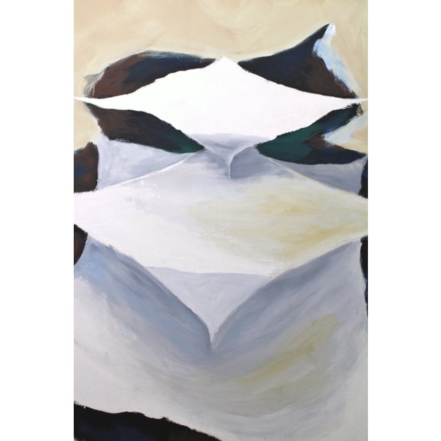 1970s 1970s Large Modernist Abstract Oil Painting of Layered Floating Torn Paper For Sale - Image 5 of 10