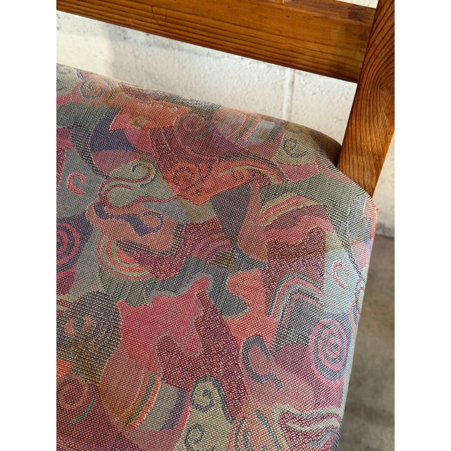 Brown Solid Pine High-Back Upholstered Dining Chairs Set of 6 Vintage 1980s For Sale - Image 8 of 10