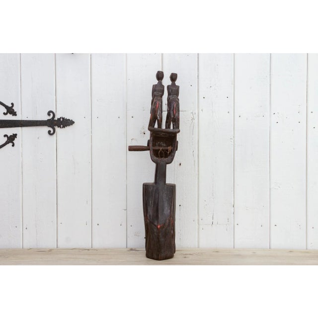 Wood Tall Tribal Nepalese Carved Instrument For Sale - Image 7 of 13