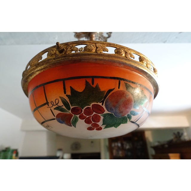 1920s Art Deco Stained Glass Suspension Lamp by Degué from Verrerie Dart Degué, 1920s For Sale - Image 5 of 5