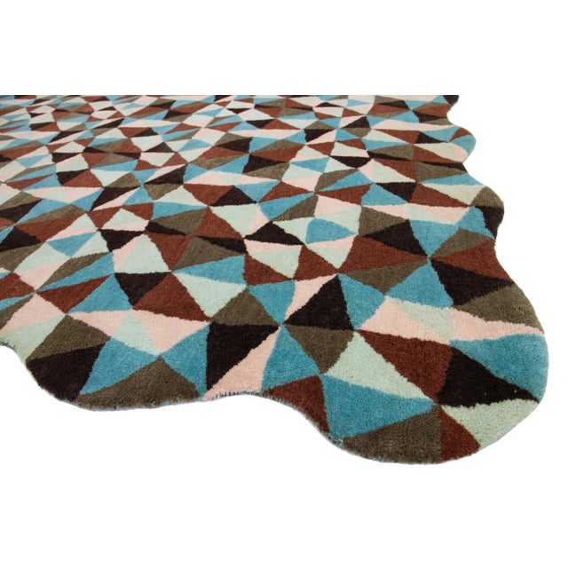 Mosaico Hand-Tufted Modern Wool Rug With Multicolor Pattern by Apadana For Sale - Image 9 of 10