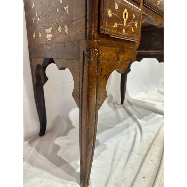Brown Antique Italian Desk With Bone Marquetry For Sale - Image 8 of 10