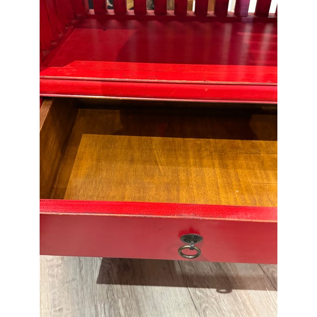1980s Chinese Red-Lacquered Bedside Cabinet Nightstand For Sale - Image 10 of 10
