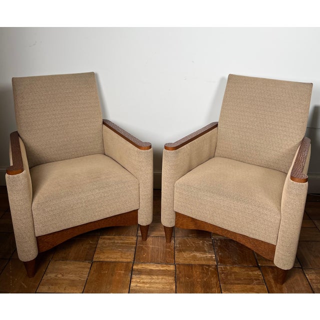 1980s Pair of armchairs in gilded wood and speckled fabric For Sale - Image 12 of 12