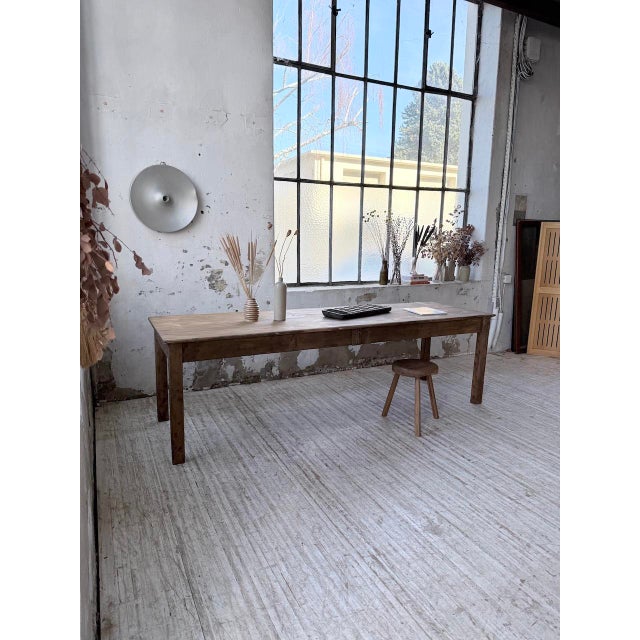 Wood Vintage Farmhouse Table in Pine, 1950s For Sale - Image 7 of 18