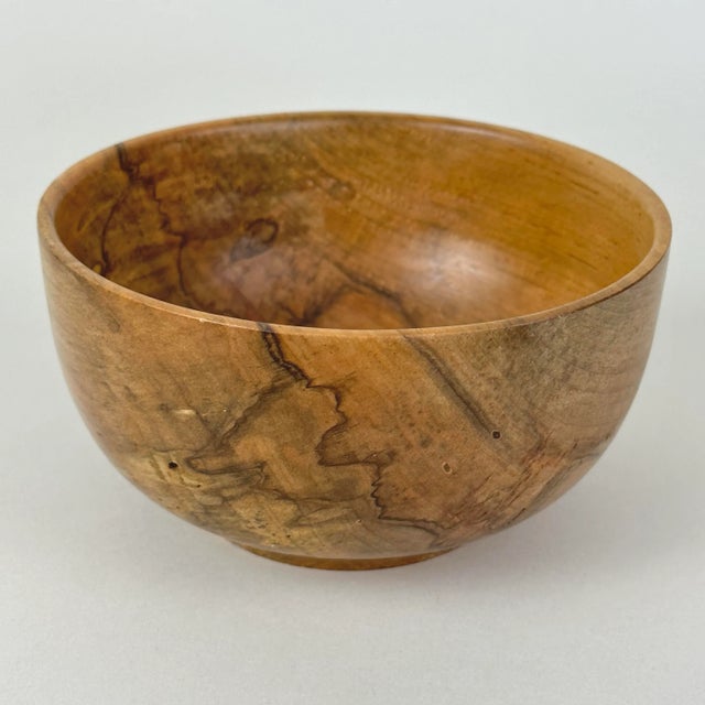 Mid-Century Modern Vintage Studio Craft Turned Maple Bowl and Turned Honey Locust Bowl, Signed For Sale - Image 3 of 9